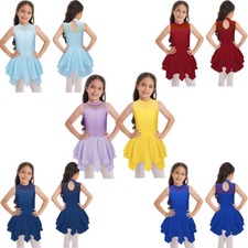 Kids Girls Skirts Contemporary Leotard Tulle Dress Modern Halter Neck Lyrical