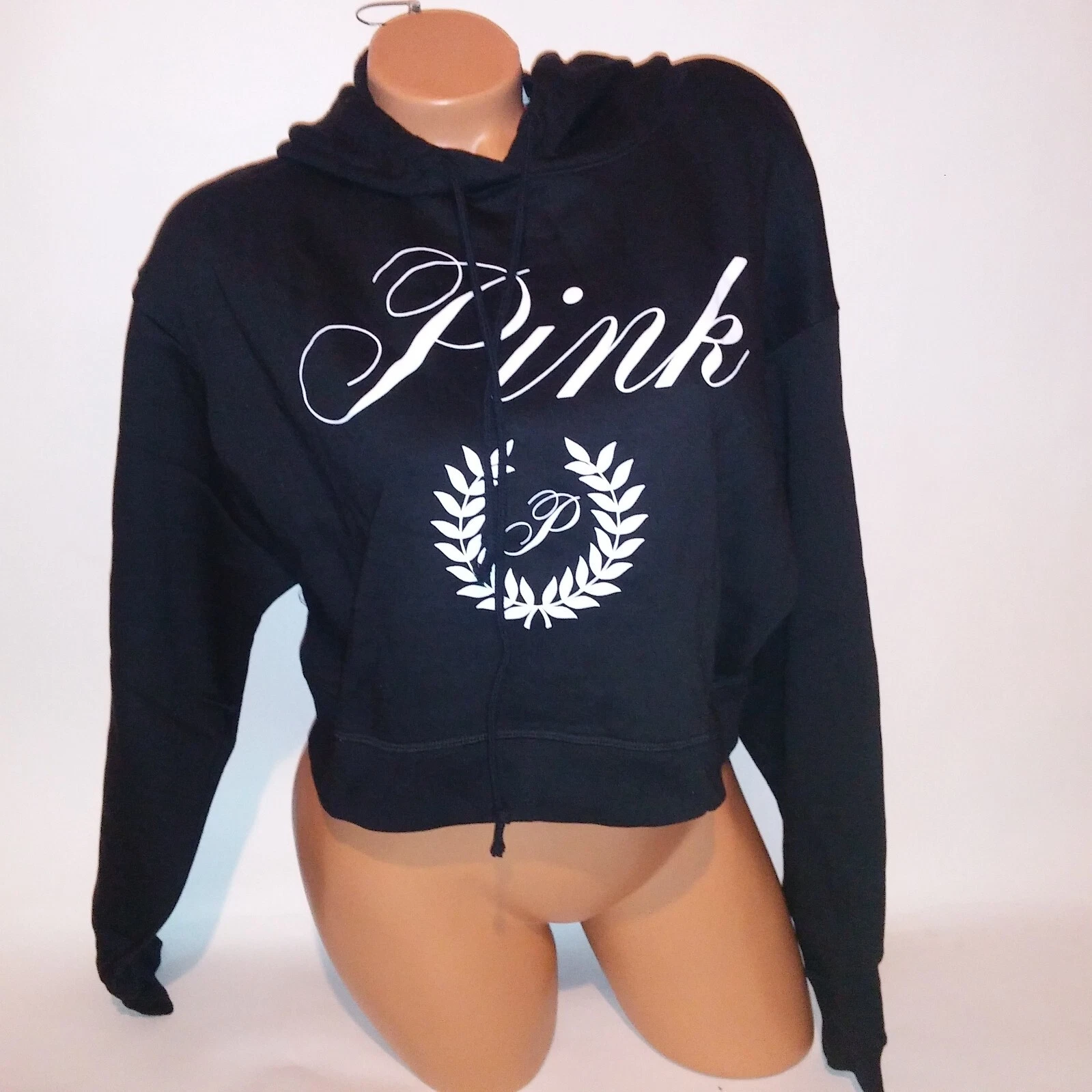 UNDERCOVER Felpa con cappuccio Victoria Secret ROSA Crop nera bianca logo pullover manica lunga