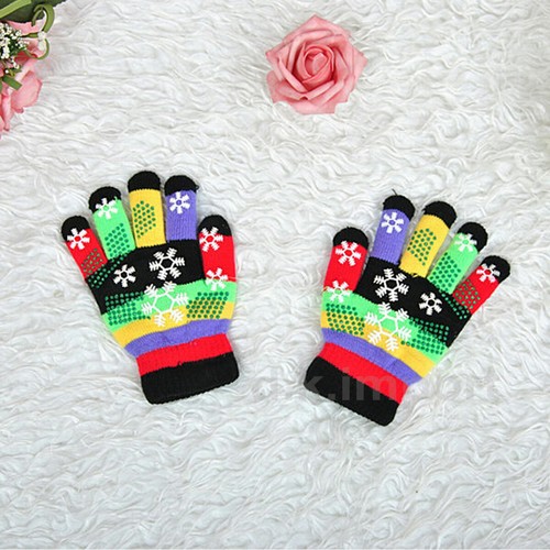 12 Pair Kids Baby Boy Girl Colorful Snowflake Printed Gloves Winter Full Finger - Picture 5 of 9