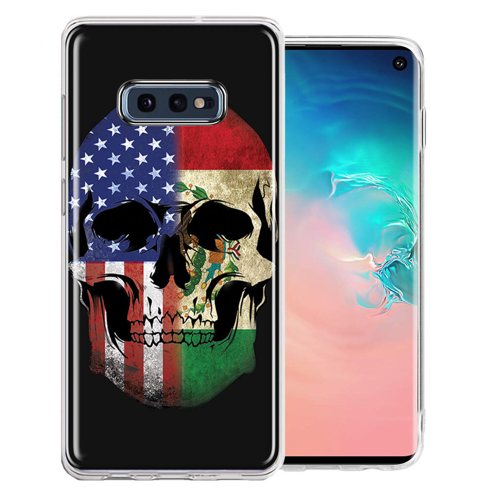 For Samsung Galaxy S10E US Mexico Flag Skull Case