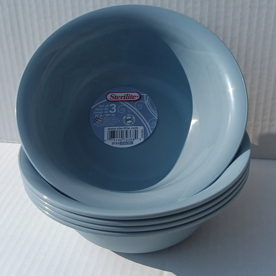 Lite Blue Sterilite Microwave Safe Soup & Salad Food Bowls 20 Oz Plastic 3pc - Image 4 of 4