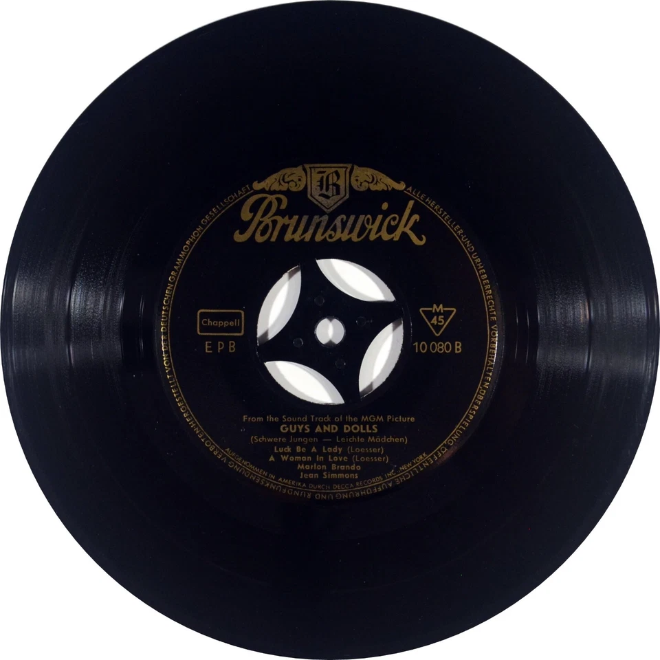 7" JEAN SIMMONS & MARLON BRANDO Guys And Dolls OST BRUNSWICK orig. EP 1956 Mint- - Bild 4 von 4