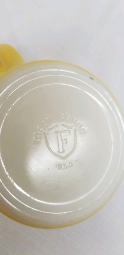 Vintage Federal Yellow Coffee Mug Cup Heat Proof "F" D handle 1950s - Picture 6 of 7