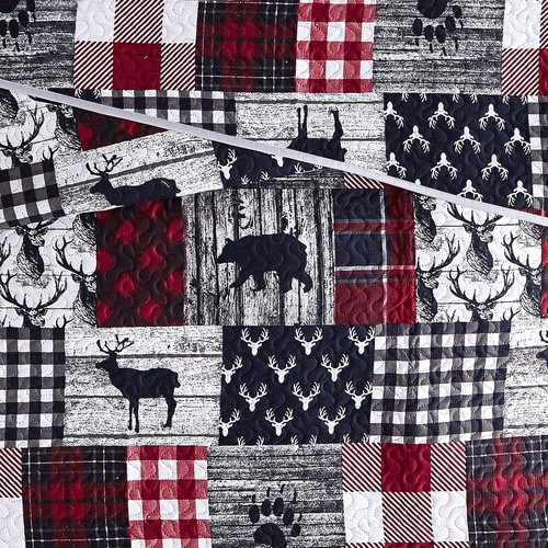 Rustic KING Comforter Set Cabin Christmas Lodge Country Deer Quilt Coverlet 3Pcs - Picture 5 of 7