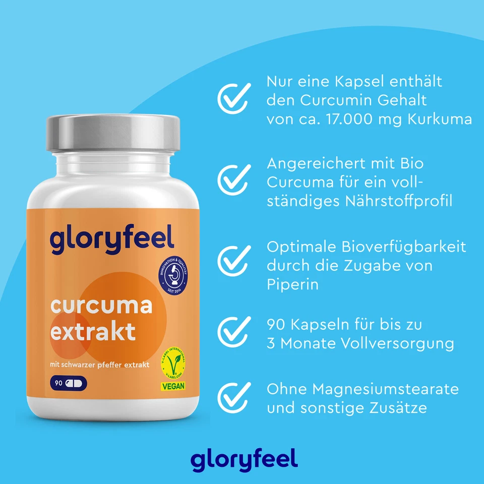 Curcuma Extrakt Kapseln - 95% Extrakt Hochdosiert - Angereichert mit Bio Curcuma - Bild 2 von 4