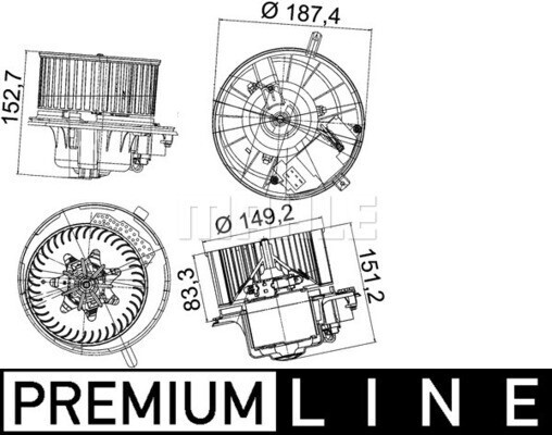 Mahle InnenraumgebläSe Ø149,0Mm FüR VW Passat B7 Seat Alhambra Leon Touran-image