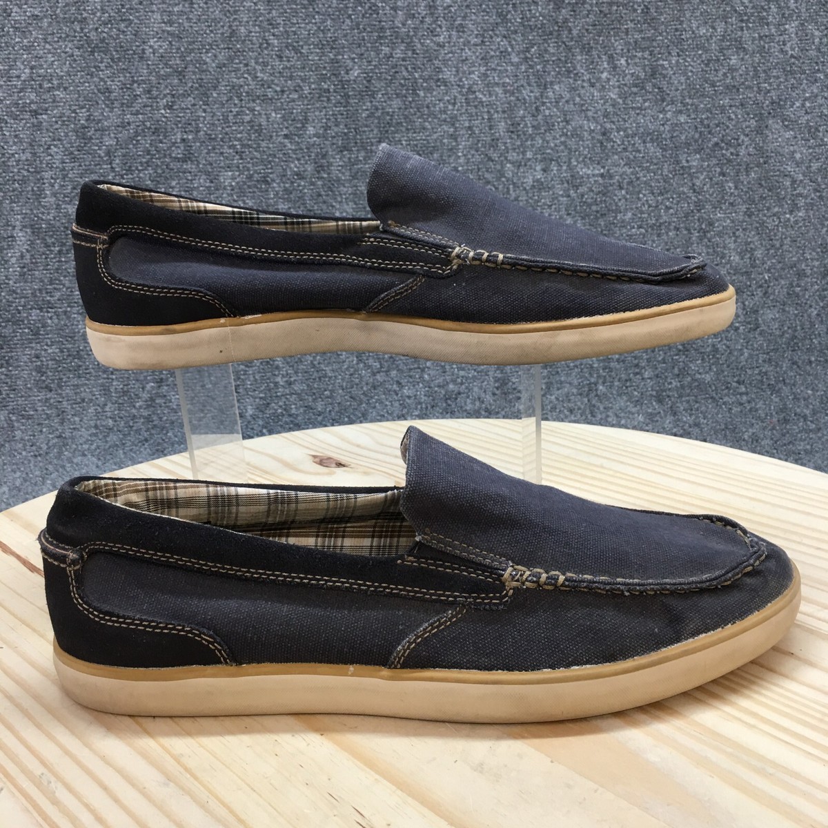 Clarks Shoes Mens 12 M Loafers Blue Canvas Slip On Comfort  display picture 1
