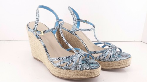 Colin Stuart Blue, Black Reptile Embossed , Rope Wedge Heels. 8B - Picture 8 of 11