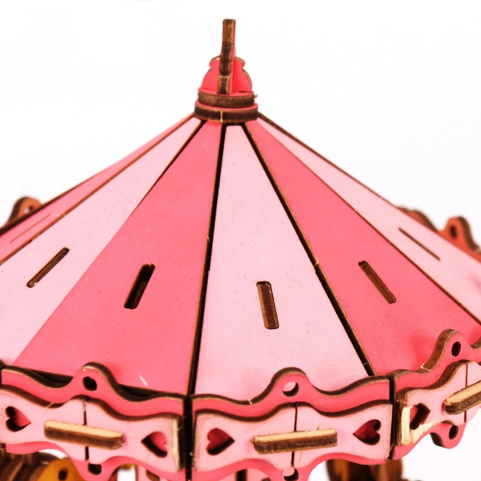 Rompecabezas de madera 3D Merry Go Round modelo de carrusel hágalo usted mismo juguete regalo Foto 4 de 4