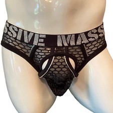 NWT Andrew Christian Size M Massive Sheer Air Brief Black Almost Naked Underwear