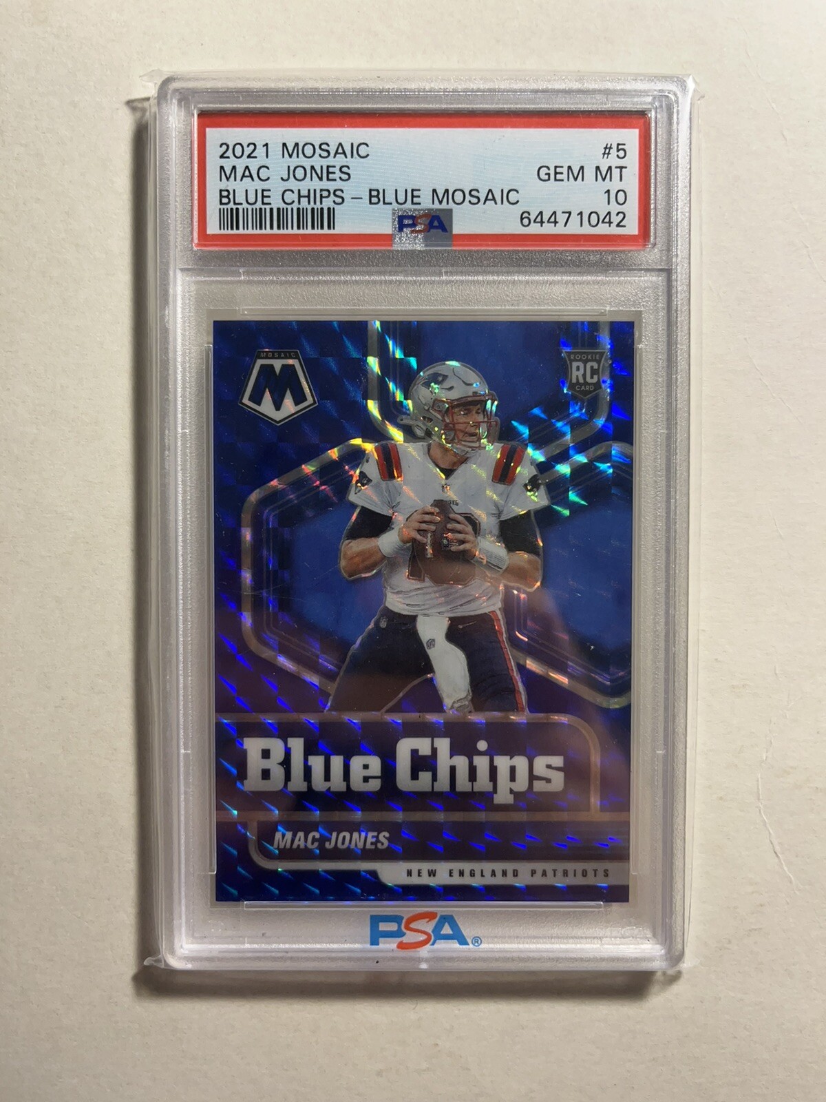 2021 Panini Mosaic Blue Chips Blue Mosaic RC Mac Jones /99 #5 Gem Mint PSA 10