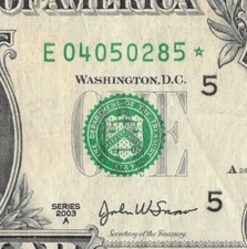Series 2013 Star Note E Richmond 3.2M Pack Run $1 Dollar Bill DC E04050285*