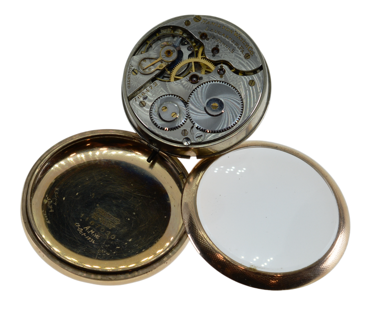 Vintage 1910 Hamilton Pocket Watch Grade 974, 16s 17j, 20