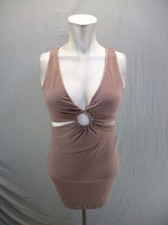 WINDSOR Size S Womens Brown V-Neck Keyhole Dress 5BL6