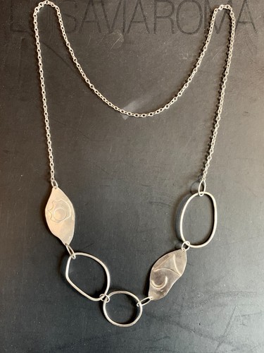 Sterling Silver Abstract Statement Necklace, 36 in, 40.7g, Hallmarked B'ham 2009 - Picture 12 of 18