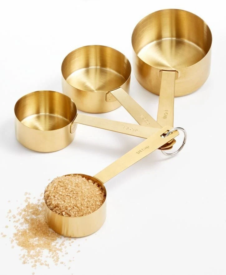 Martha Stewart Set Of 4 Gold Finished Steel Measuring 1/4 - 1 Whole Cups New