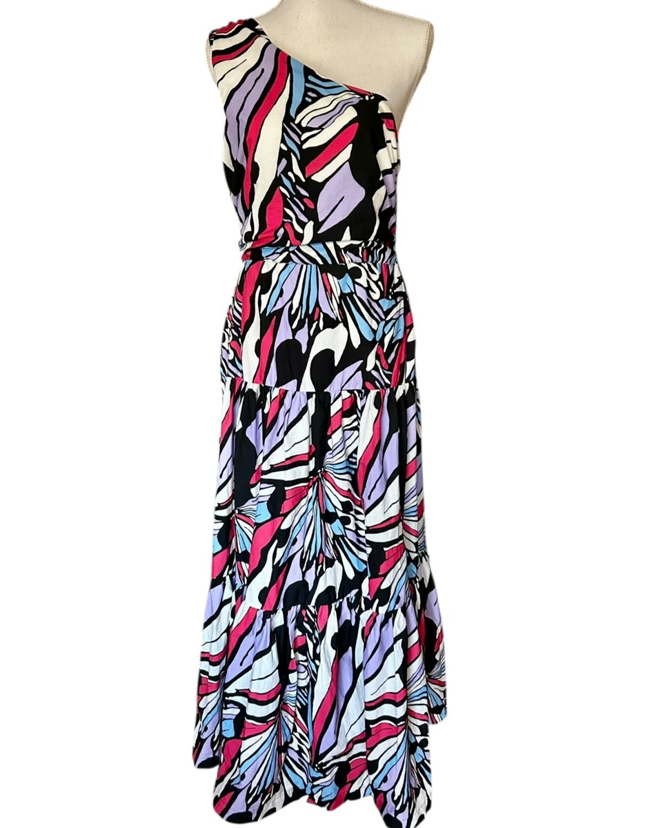 off the shoulder mixed print maxi dress maeve by anthropologie Maeve One-Shoulder Maxi Dress