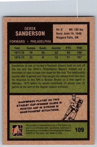 2009-10 ITG 1972 THE YEAR IN HOCKEY –PICK YOUR PLAYERS OR FINISH YOUR SET - Picture 225 of 406