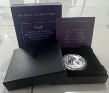 2022-W National Purple Heart Hall of Honor Proof Silver Dollar w/ OGP COA