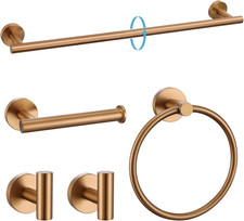 Brushed Rose Gold 5-Piece Bathroom Hardware Set, Wall-Mounted Accessories