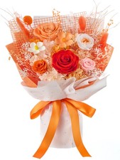 Orange Forever Flowers Bouquet Preserved Roses Anniversary Valentines Gift