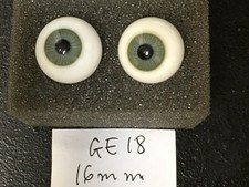GE18- Glasaugen Green Glass Eyes for Dolls - 16 mm - Made in Germany