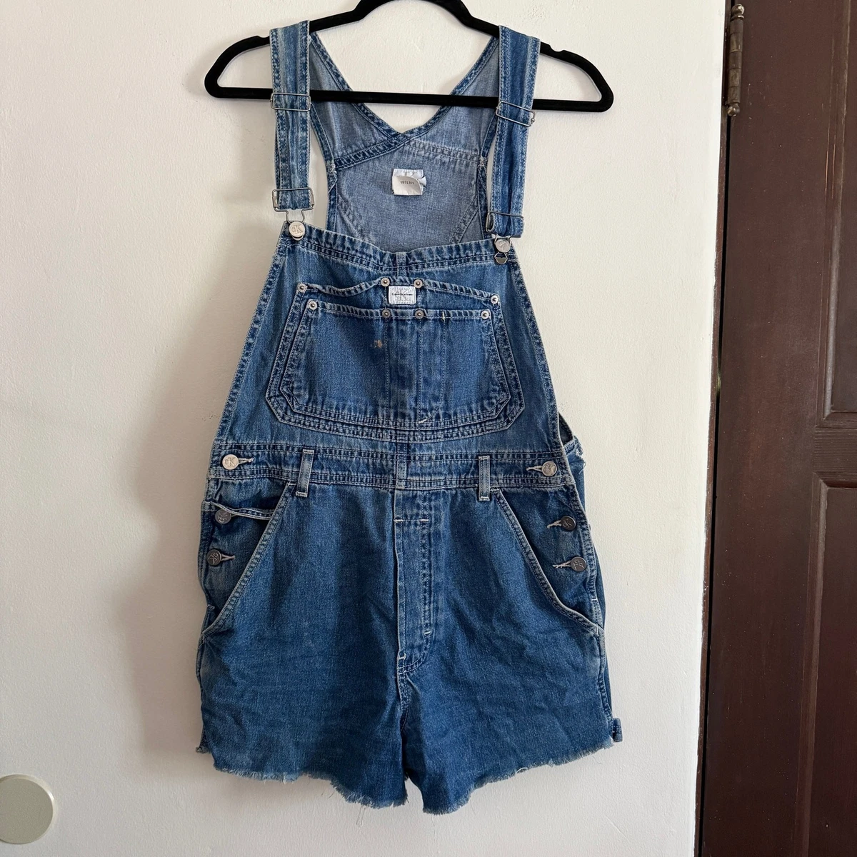 calvin klein denim overall dress Calvin Klein Jeans sleeveless denim dress in mid wash