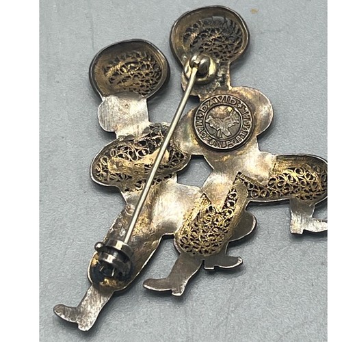 David of Portugal Vintage Topazio Sterling Silver Filigree Enamel Brooch pin - Picture 4 of 8