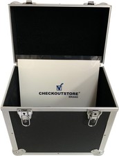CheckOutStore Black Aluminum 12" LP Vinyl Record Box Holds Up to 50 Records 