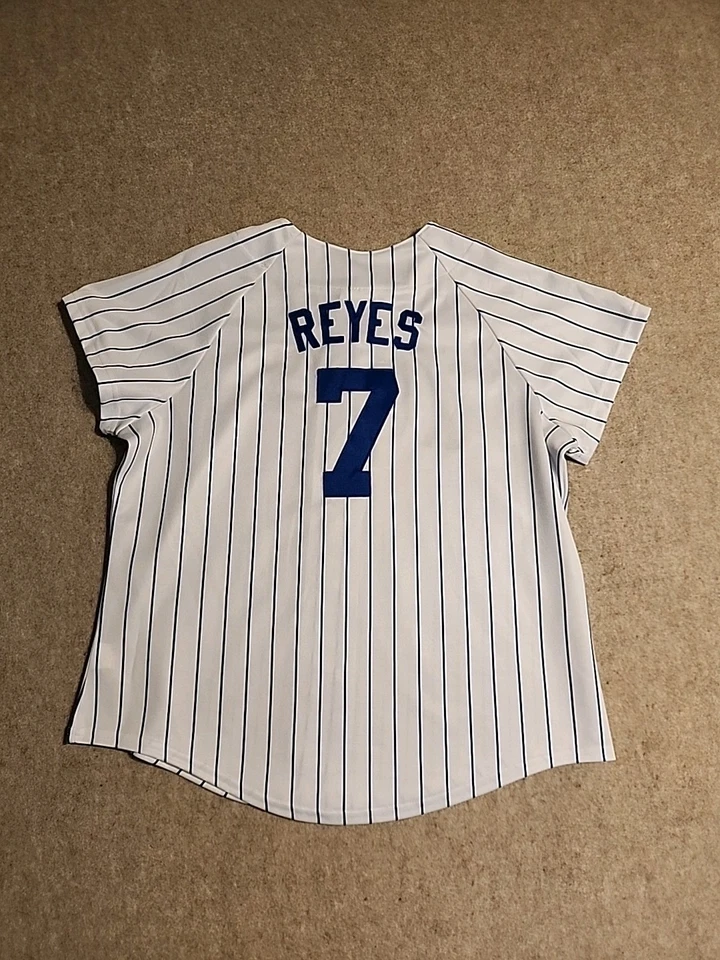 Camiseta deportiva majestuosa blanca de colección rara de los New York Mets para mujer talla XL Reyes cosida #7 ¡bonita! Foto 2 de 4