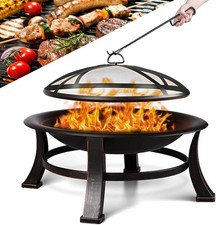 Feuerschale Feuerstelle Feuerkorb mit Grill Schürhaken wasserfester Schutzhülle