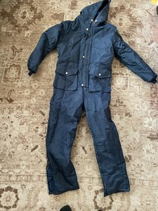 VTG  80s 90s Women's Size 14  Blue One Piece Ski Suit By Fram Skiwear Hooded VGC