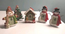 5 Mini Picture Frame Ornaments Christmas Accents Holiday - 4" Long