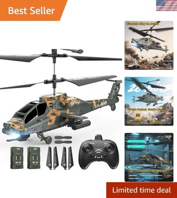 Easy-Fly Apache RC Helicopter - One-Key Takeoff, 2 Batteries, 26 Mins of Fun