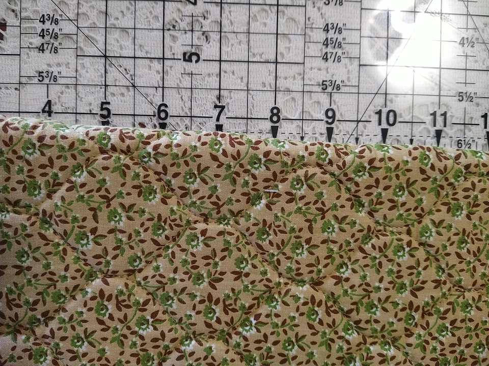 Brown & Tan Floral & Polka Dot Pre-Quilted Double-Sided fabric 13" x 42" - Image 2 of 4