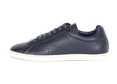NWT CORNELIANI SNEAKERS ID blue grain calfskin luxury Italy EU 8