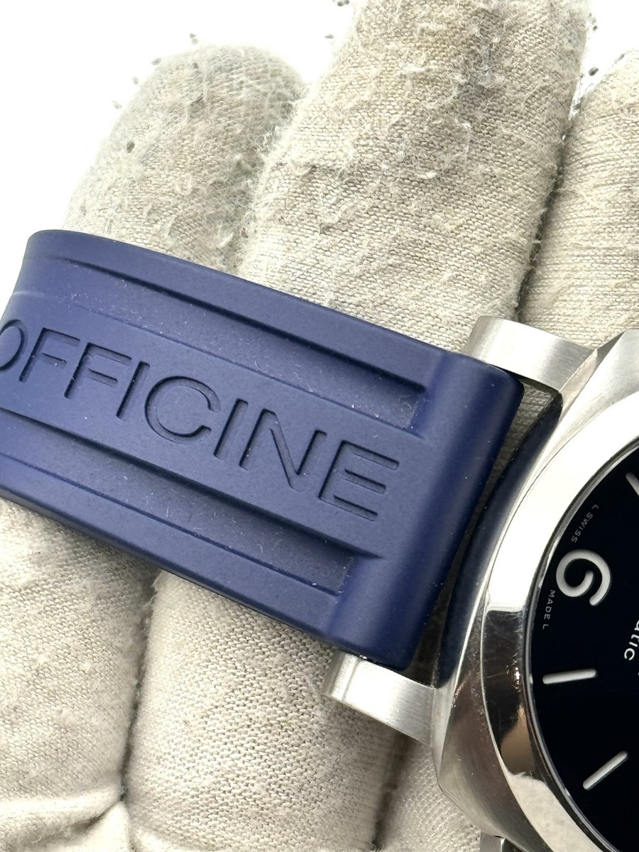 PANERAI OFFICINE 青 ラバーベルト パネライ ルミノール ロゴ用ラバーベルト/ For PaneraiLuminor
