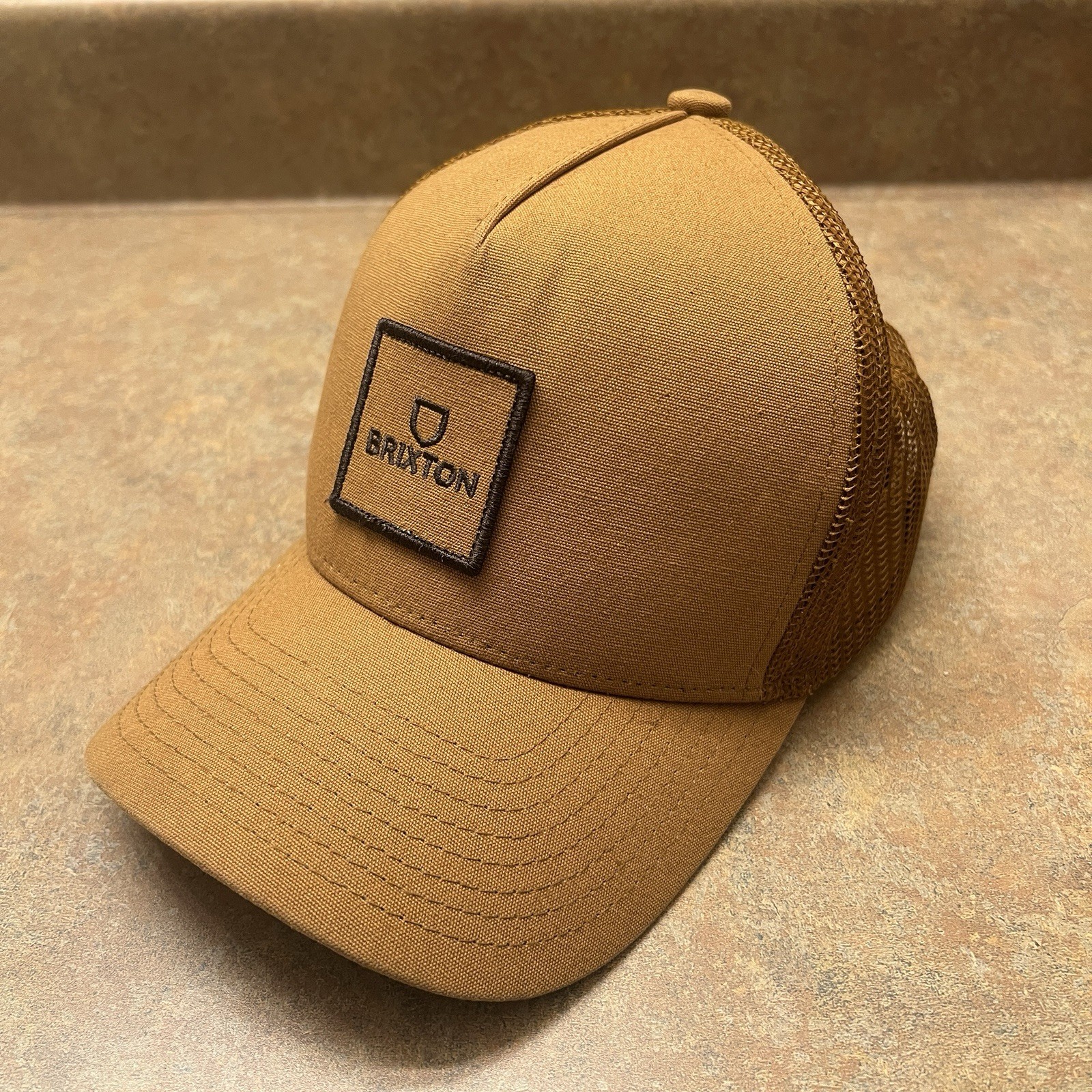 Brixton Hat Cap Snapback Brown Square Patch Truck… - image 1