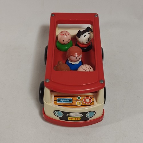 Vintage Fisher Price 1969 Mini Bus #141 Play Family Little People W/ 5 Figures - Picture 3 of 10