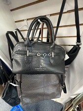 London Fog Black Croc-Embossed Satchel/Crossb...
