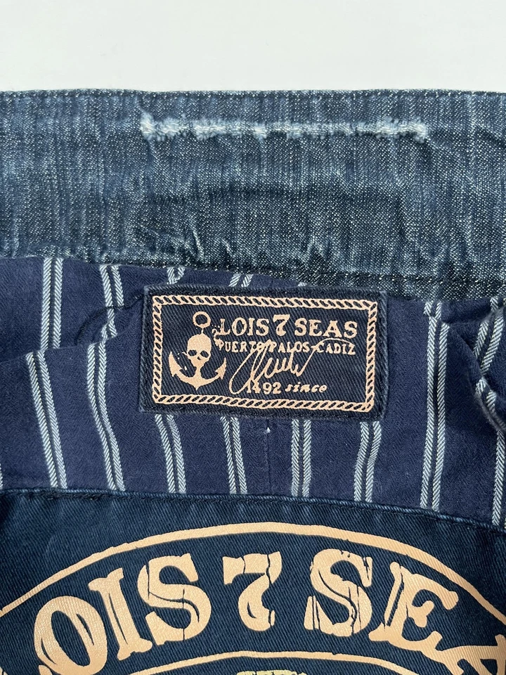 Lois 7 моря куртка женщин XL синий джинсовой ткани двубортный стойка воротник череп с подкладкой - Изображение 4 из 4