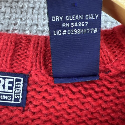 Vintage STRUCTURE 100% Pure New Sheltland Wool Sweater Men’s Sz L Red V Neck - Picture 4 of 10