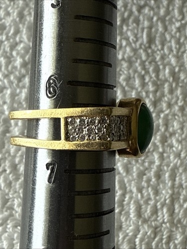 Anello vintage in oro 18 kt con diamanti e smeraldi di design misura 11,90 6,5 - Foto 9 di 9