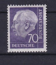 Bund 263xv geriffeltes Gummi Heuss 70 Pf postfrisch