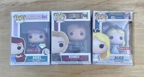 Lot of Funko Pop - Alice (973), Ariel (564), Romeo (708) - Collectible Figures