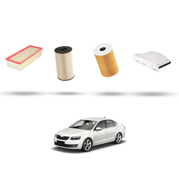 Hoffcar Set Service - 4 Filter Kompatibel Mit Skoda Octavia II 1.6 Tdi 77Kw D-image