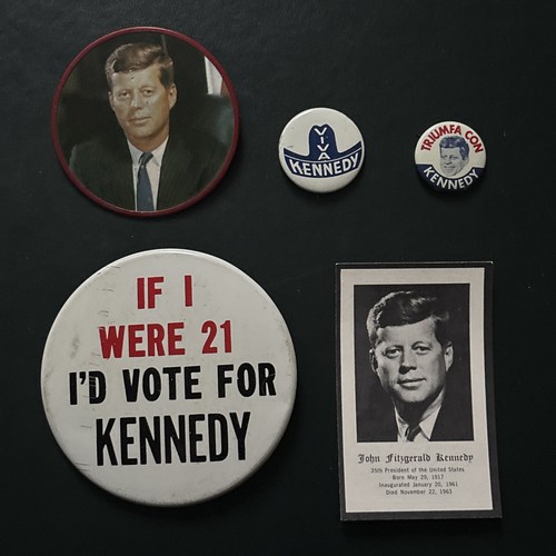 1960 John F. Kennedy for President Campaign Button Lot 1963 Memorial Card