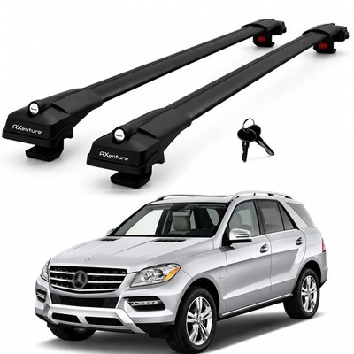 2X Roof Bars for Mercedes Ml W164 2006-2011 Lockable Roof Rack Cross Bars Black