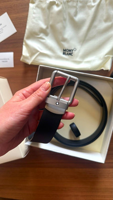 Authentic Montblanc Leather Belt. 30mm w/ Stainless Steel Pin Buckle