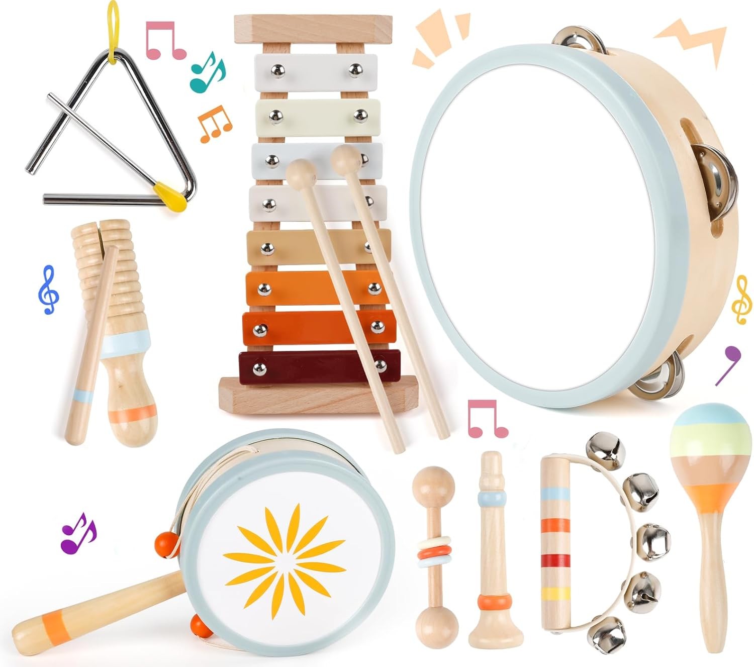 Toddler Musical Instruments-Montessori Wooden Educational Toys for Toddlers 1-3
